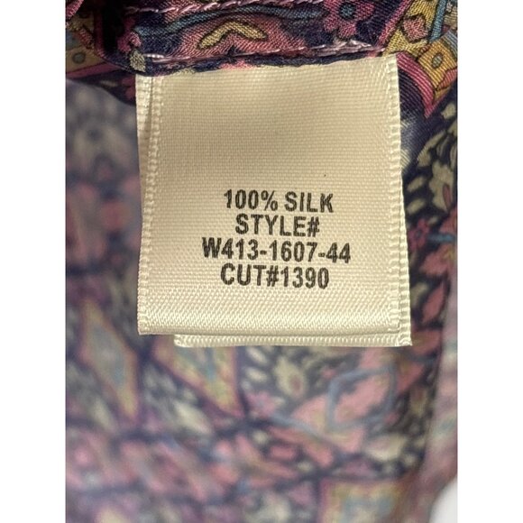 Gypsy 05 Purple Multicolor Paisley Silk Blouse Size M Popover Boho Festival - Picture 8 of 8
